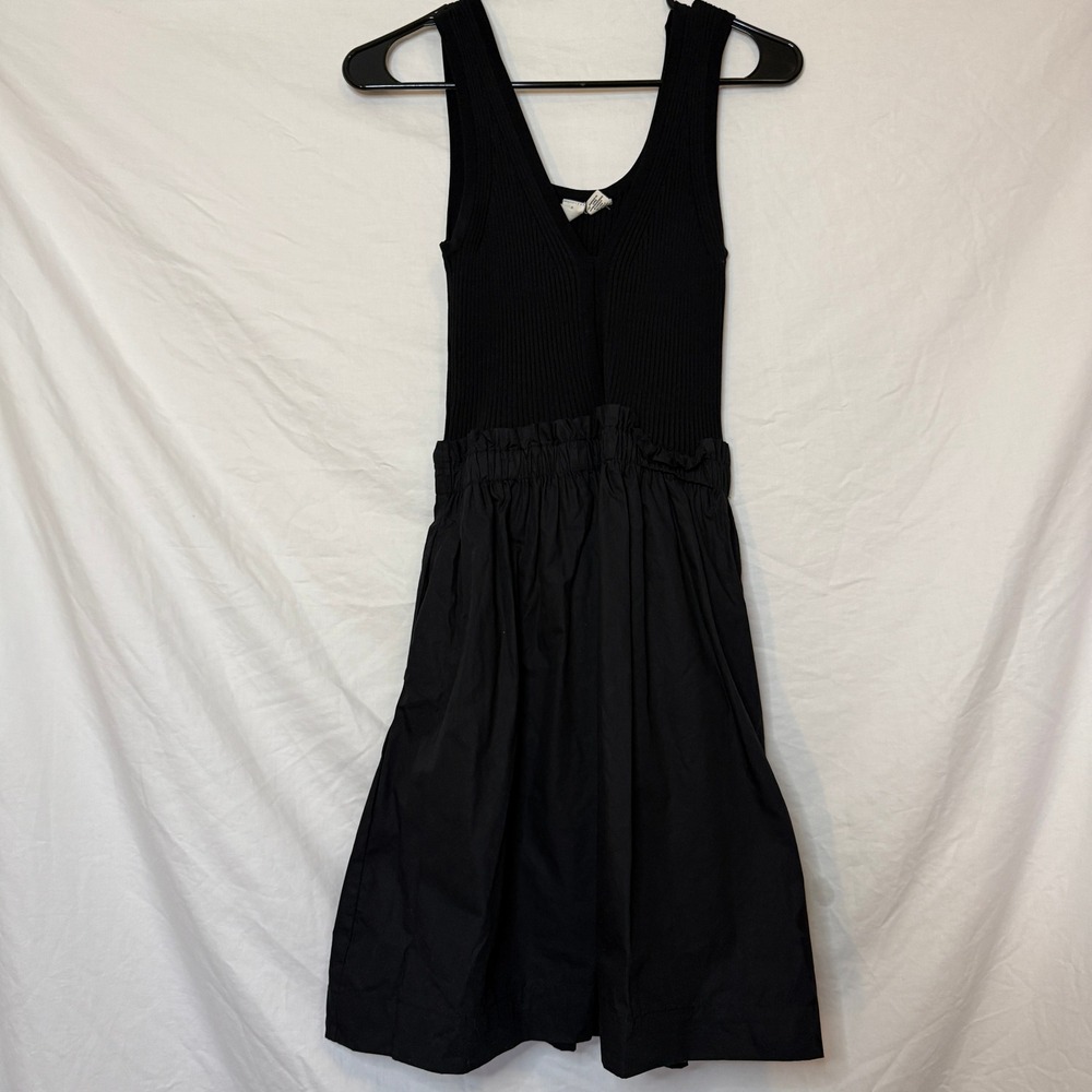 Joie Black Ribbed Knit Women's Medium V-Neck Sleeveless Dress
